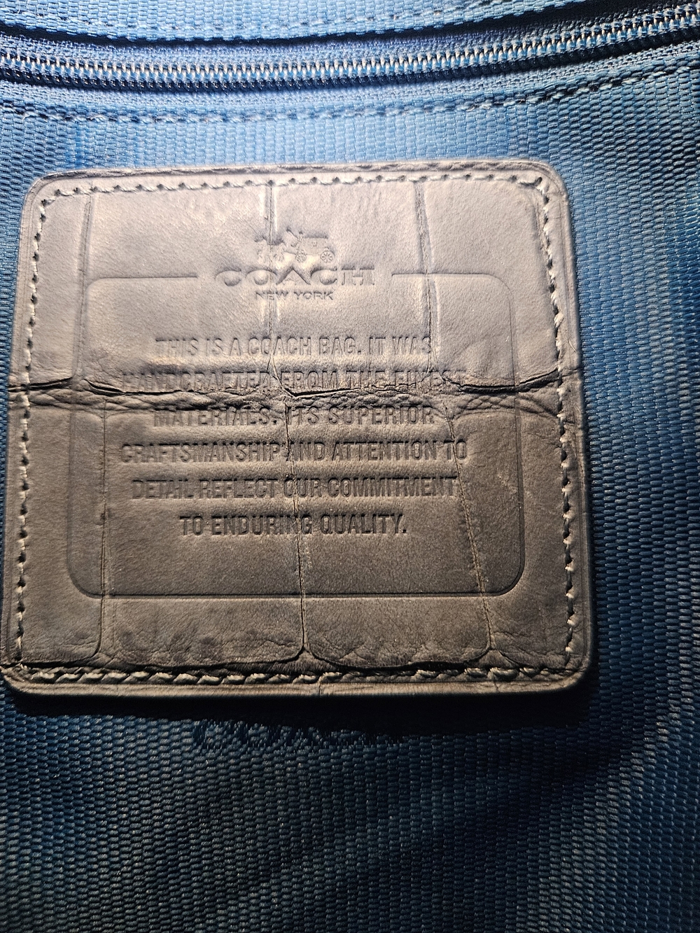 Coach Blue Denim Croc-Embossed Leather Bucket Bag - Picture 11 of 11